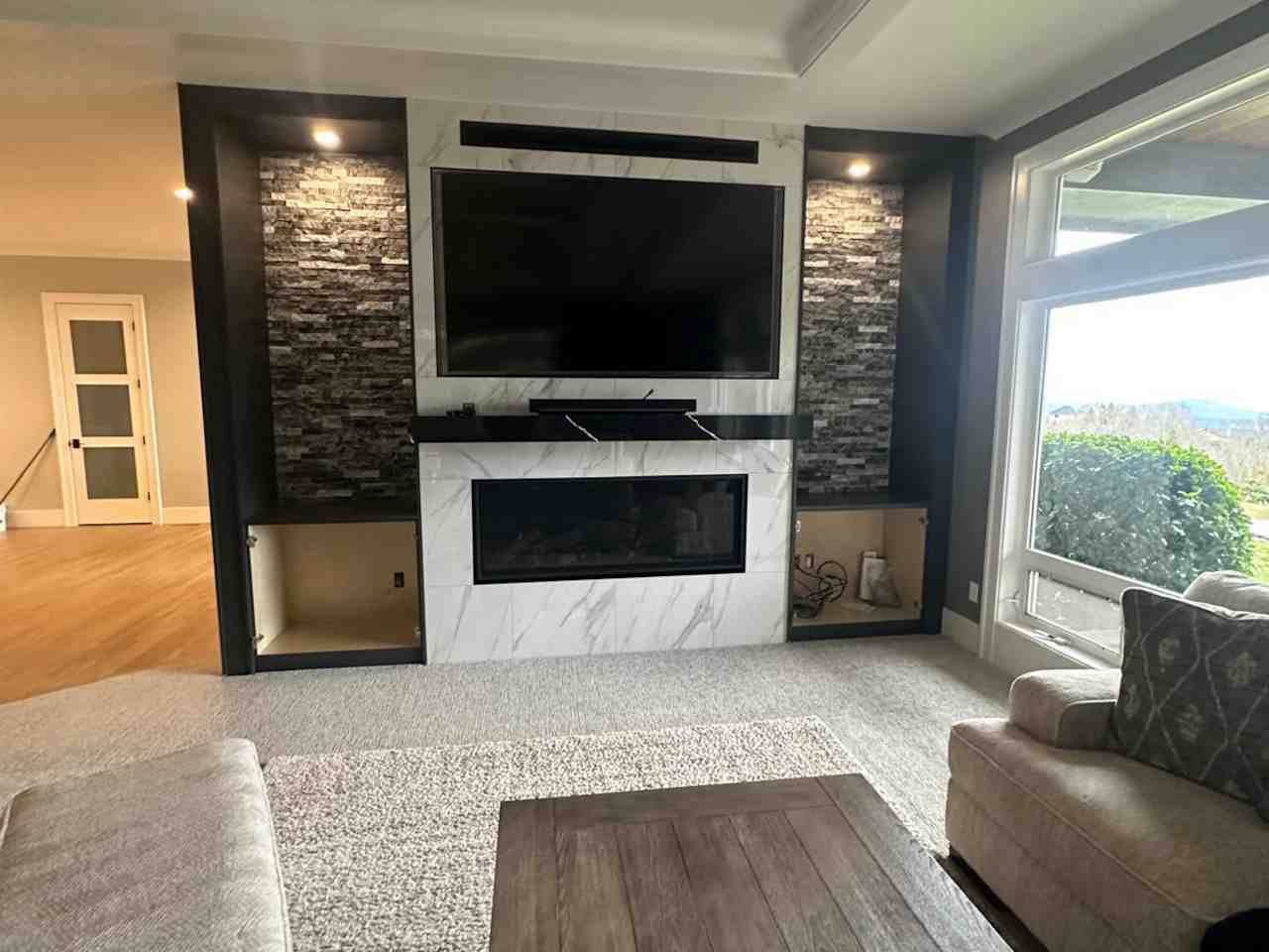 Living room interior remodeling project completed by One Construction LLC in Vancouver, WA